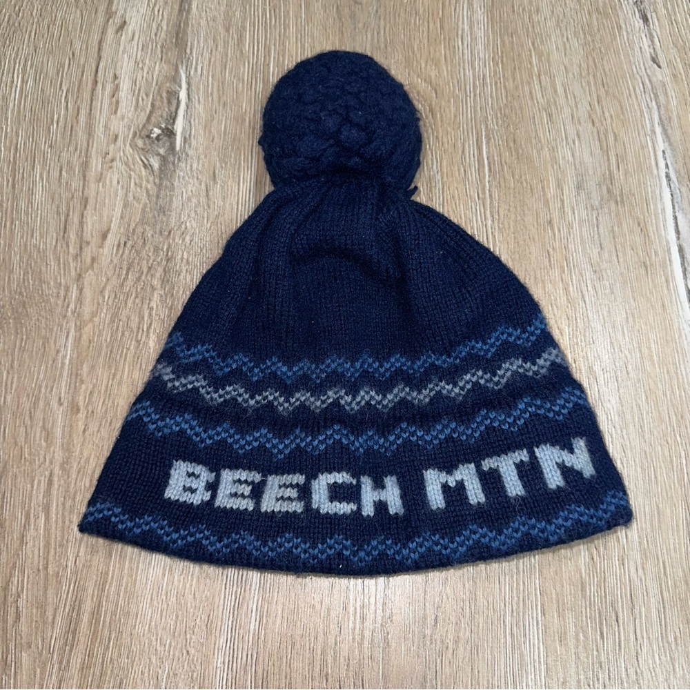 Vintage The Look By Ski Country Imports Unisex Wool Blend Beanie With Pom Blue